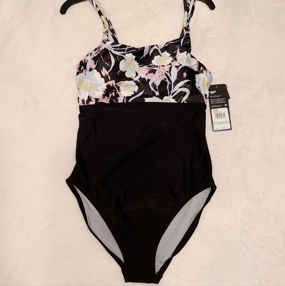Speedo One Piece Floral Swimsuit Women Size 10